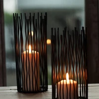 wrought iron geometric candle holders metal crafts ornaments hollow candle holders home decoration wedding gifts christmas