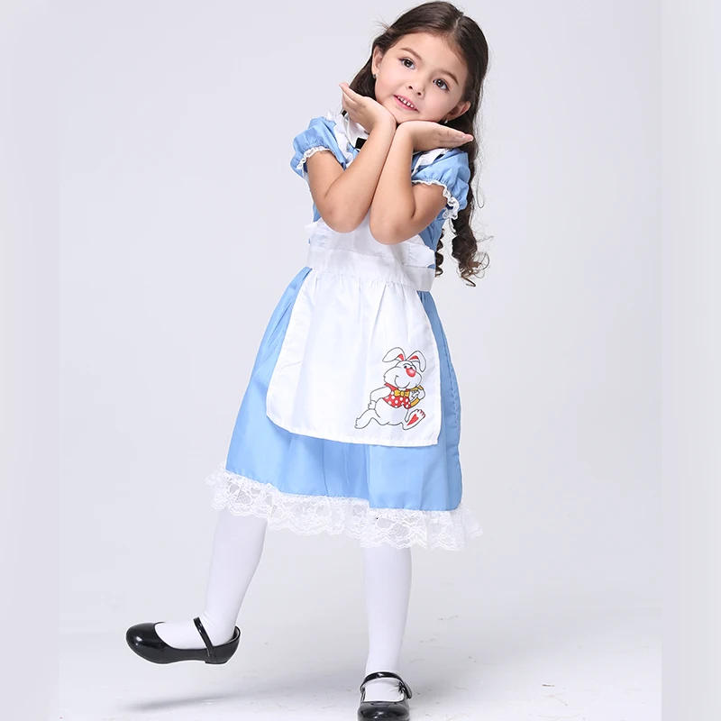 Костюм на Хэллоуин для девочек платье из страны чудес Детские комплекты одежды