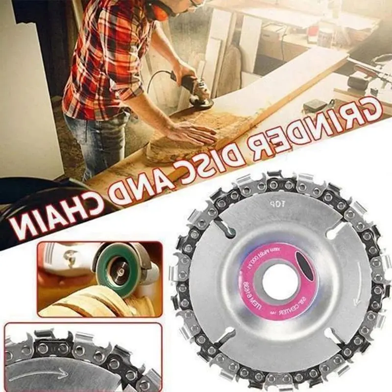 

4inch Angle Grinder Chain Disc Woodworking Chain Wheel Tools Wood Slotting Saw Blade Wood Carving Disc Cutting Shape Blade