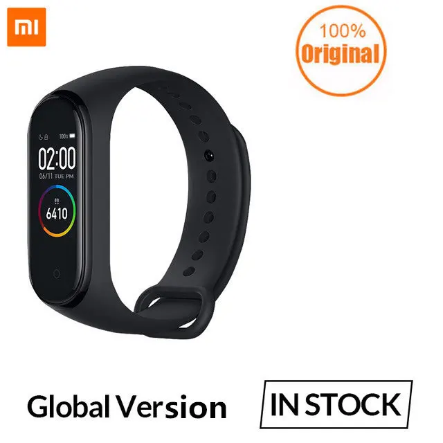 Global Version Xiaomi Mi смарт-браслет 4 цветной экран пульсометр фитнес 135 мАч Bluetooth 5,0 спортивный водонепроницаемый браслет - Цвет: Global Version