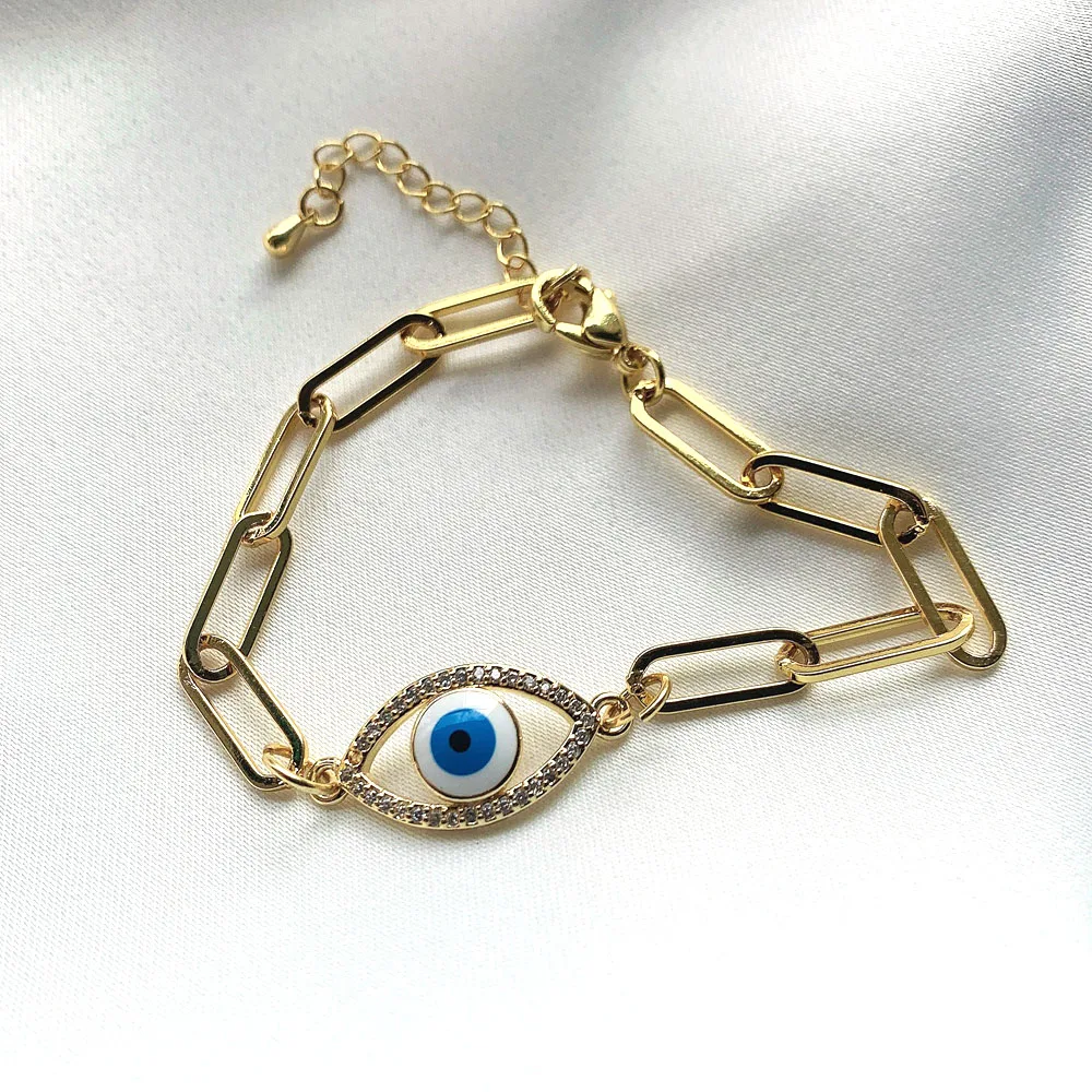 Турецкий синий сглаза очаровательные звенья браслеты для женщин винтажные