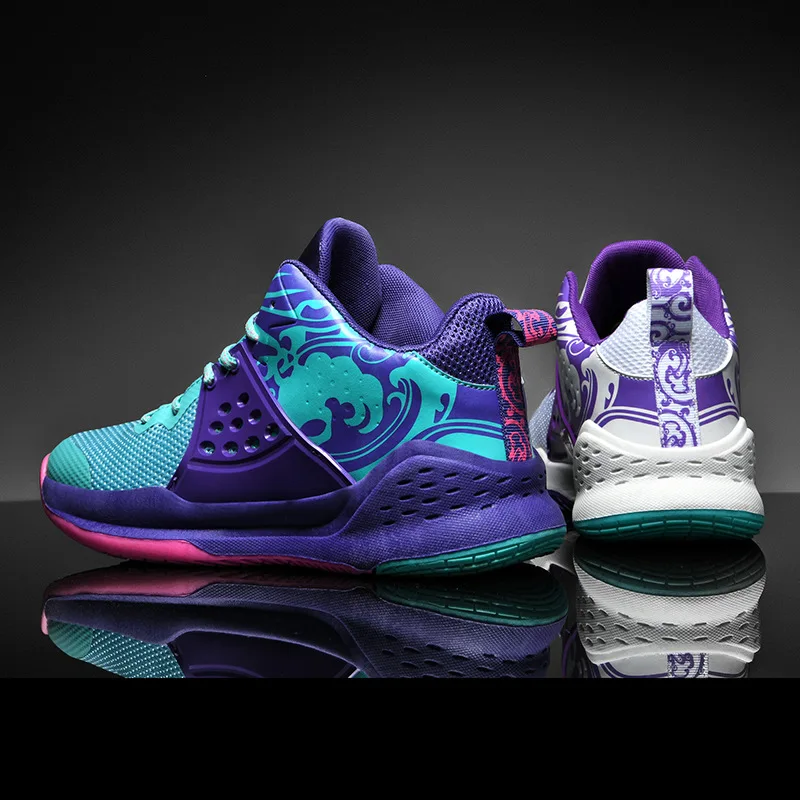 Унисекс баскетбольные кроссовки Мужские дышащие двухцветные спортивные ботинки