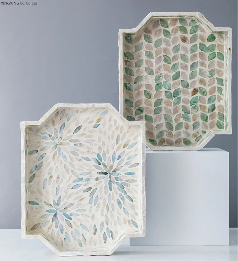 

Pantry Organizer Color Shell Storage Tray Rectangular Tea Tray Creative Cosmetics Storage Tray Nordic Model Room Decoration Tray