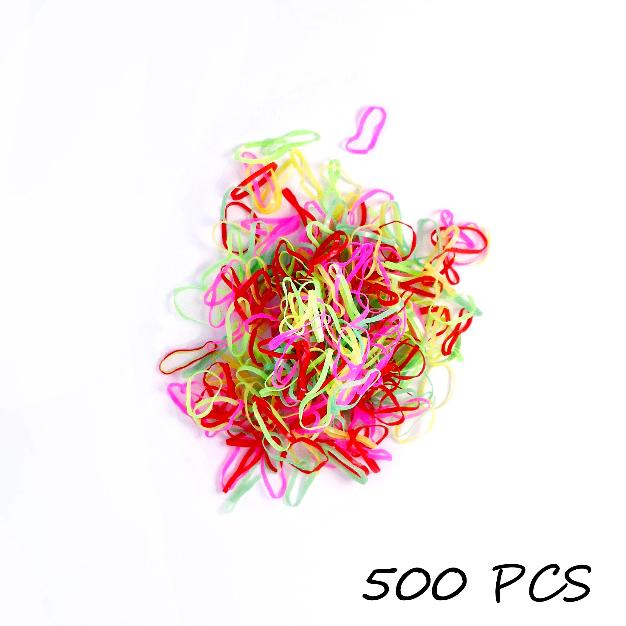 

500Pcs/Bag Girls Colourful Rubber Bands Children Elastic Hair Bands Ponytail Holder Women Cute Hair Ring Sweet