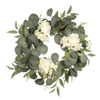 simulation hydrangea eucalyptus leaf wreath artificial flowers garland christmas realistic wreath wall hanging for home decor