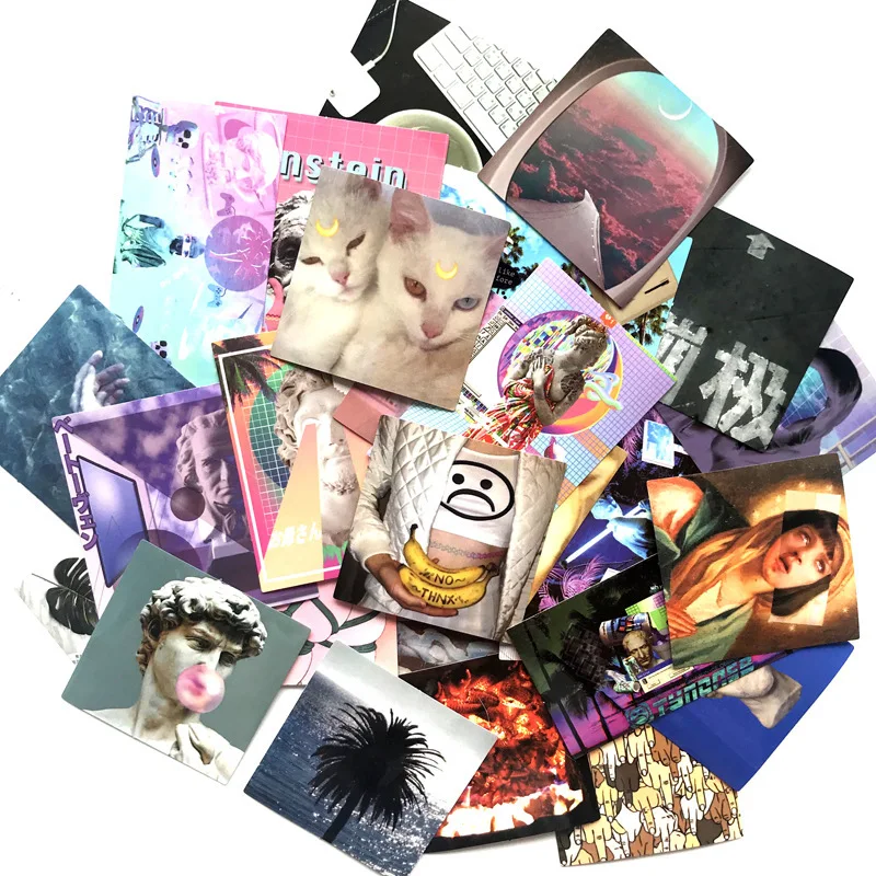 50PCS INS Style Cute Cats Waterproof Pvc Stationery Sticker Skateboard Suitcase Luggage Laptop Guitar Stickers Kid Toy Stickers