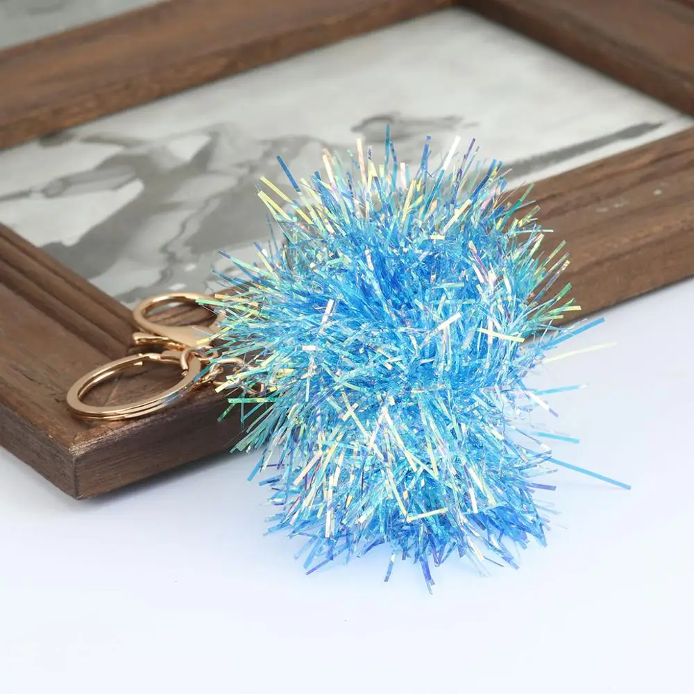 8Seasons Trendy Keychain & Keyring Gold Colorful Purple Pom Ball Pendant Accessories For Women Gift Charms 11 x 6.6cm 1 PC | Украшения и
