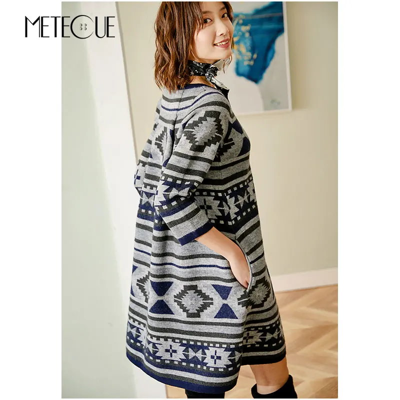 Шерстяной вязаный Платья-свитеры 2019 сезон осень-зима модные седьмой зимнее