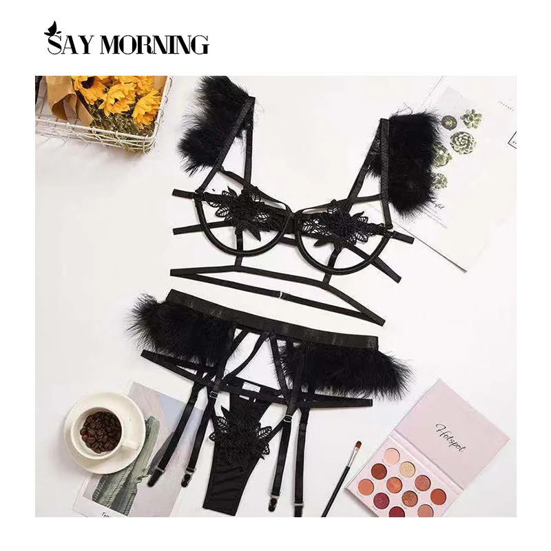 Комплект женского нижнего белья SAY MORNING сетчатые прозрачные трусики-стринги с