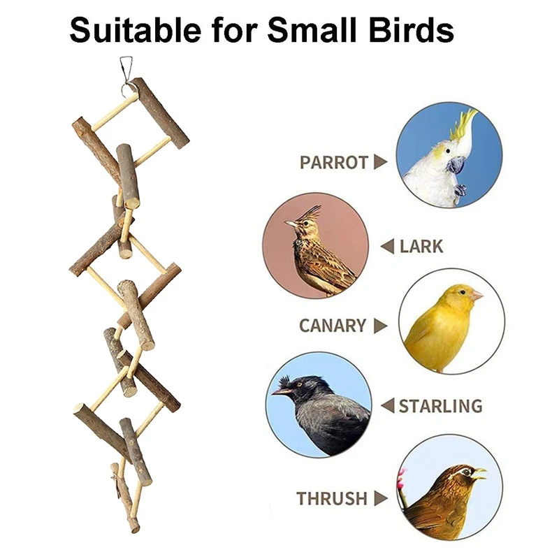 

Natural Wood Bird Chew Toy Wooden Cage Perch Toy Bird Perch Stand Toy Cage Accessories