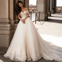 vestidos de noiva princesa wedding dress 2021 polka dot ball gown bridal dresses off shoulder arabic wedding gowns custom made