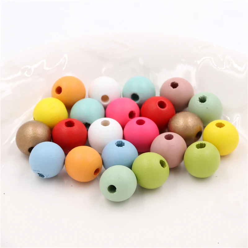 20 шт 16 мм яркие цвета круглые деревянные бусины для поделок своими руками детские