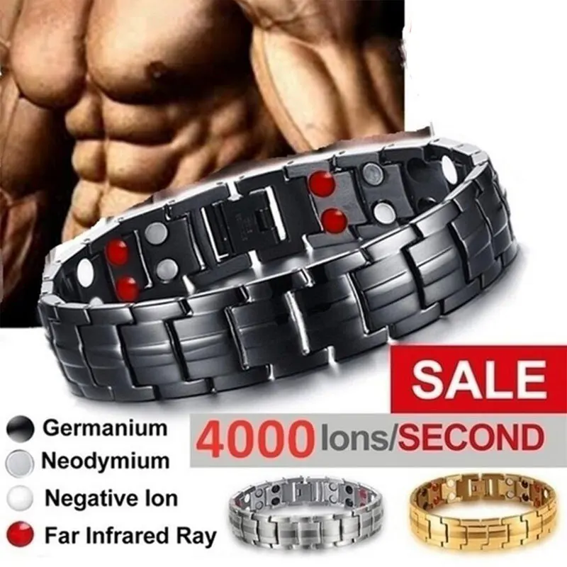 

Male Bio Health Care Bracelet & Bangle Slimming Product Fashion Stainless Steel Tourmaline Magnetic Bracelets For Women Men