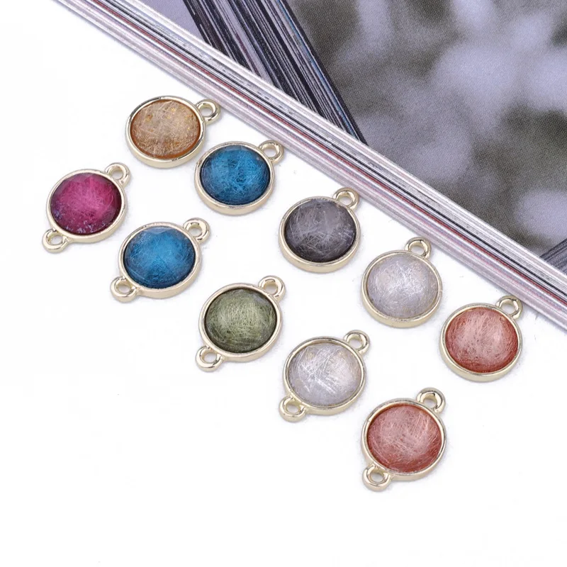 6 шт. простые круглые серьги из смолы подвески-соединители для браслета висячие
