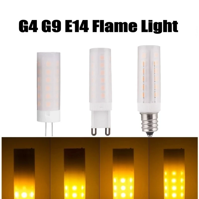 2022 G9 LED Bulb Flickering Flame Effect G4 E14 Corn Light Fire Flicker Burning Decorative lamp Retro Corn Lampen Home Lighting
