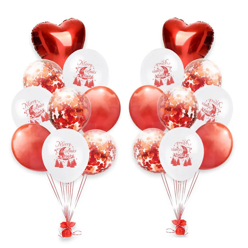 1set Happy New Year Red Green Confetti Balloons Merry Christmas Balloon Helium Balls Birthday Wedding Party Decorations Supplies