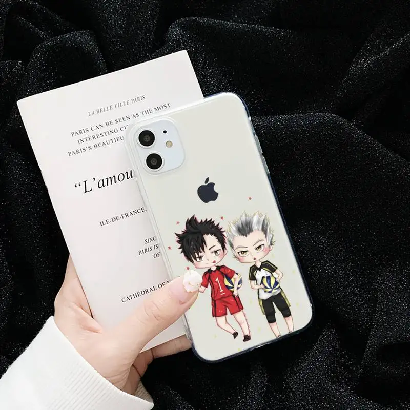 

Anime Haikyuu Hinata Attack Phone Case Transparent for iPhone 6 7 8 11 12 s mini pro X XS XR MAX Plus cover funda shell