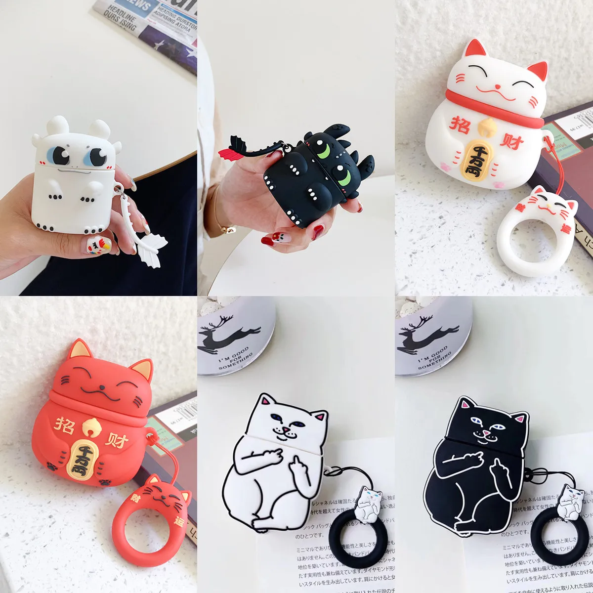 

Stereoscopic Dragon Night Fury cat silicone Case For Apple Airpods pro cover For Air pods 1 2 Case Wireless charging soft Cover