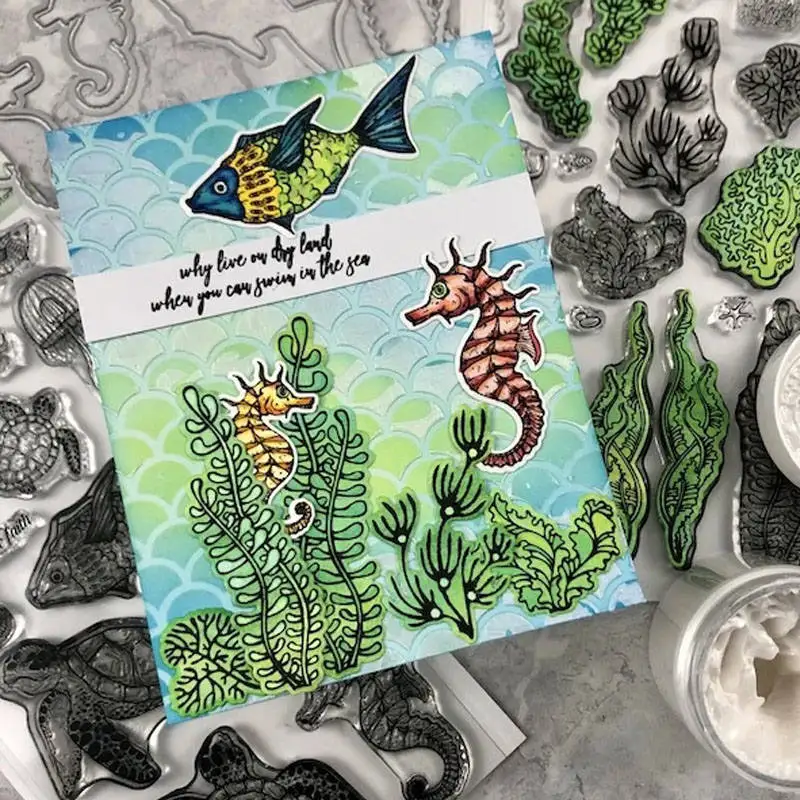 

Underwater World Seahorse Metal Cutting Dies&Cordinating Stamps For Scrapbooking Craft Die Cut Card Making Embossing Stencil