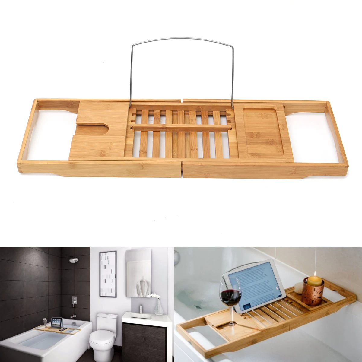 Многофункциональный роскошный бамбуковый поднос для ванны нескользящий спа