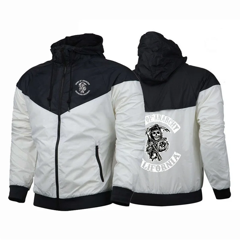 

NEW Summer Sons Of Anarchy Hoodies Male Harajuku Windbreaker Zipper Coats Print Jackets Sport Man's SAMCRO Unisex College Tops