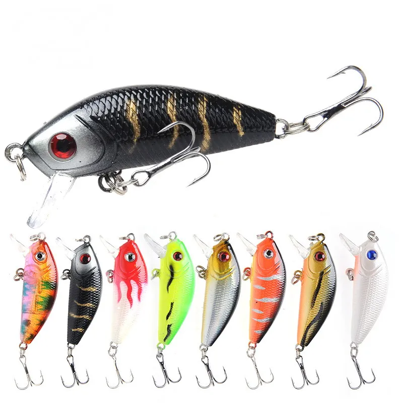 

Minnow Fishing Lures 5cm 4.2g 3D Eyes Plastic Hard Bait Crankbait Wobblers With 10# Hooks Artificial Japan Swimbait Peche Tackle