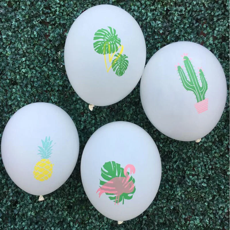 10 шт. 12 дюймов печатные Фламинго лист ананас кактус латексный воздушный шар