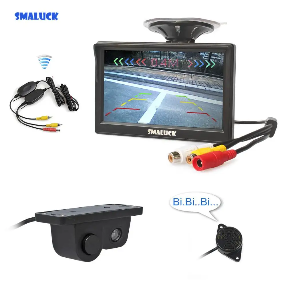 SMALUCK Беспроводной 5-дюймовый цветной TFT ЖК-монитор для автомобиля