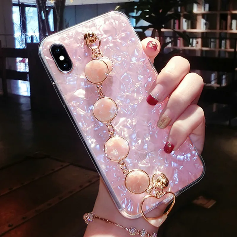 Блестящий чехол для телефона для iPhone XR XS MAX X 8 7 6 6S Plus алмазный браслет для samsung S8 S9 S10 Plus Note 9 8 Мягкий силиконовый чехол