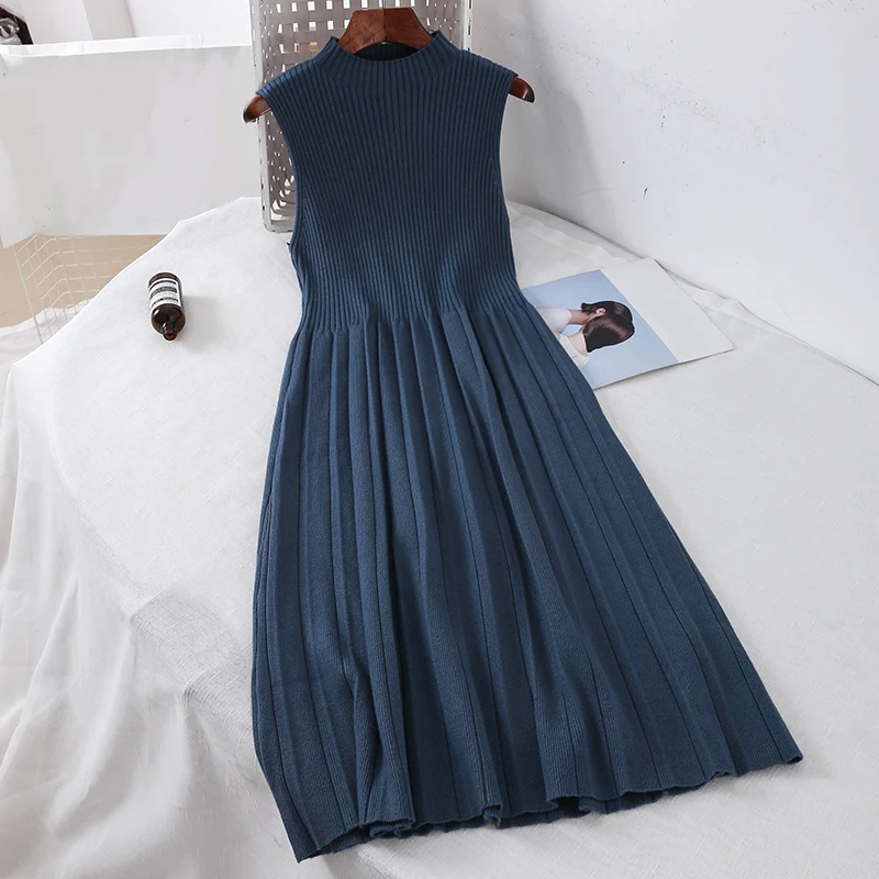 Повседневное винтажное женское однотонное платье-трапеция с высокой талией