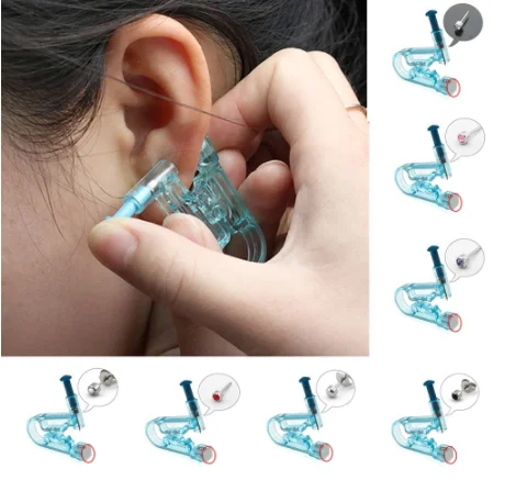 

1 шт. безопасный для здоровья стерильный одноразовый Пистолет Для Пирсинга Ушей и носа серьги-гвоздики из нержавеющей стали и металла модны...