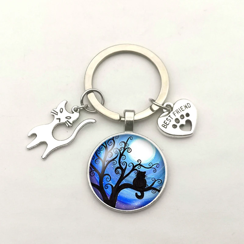 Креативный кулон в виде милой кошки кота лапы брелок со стеклянным круглым