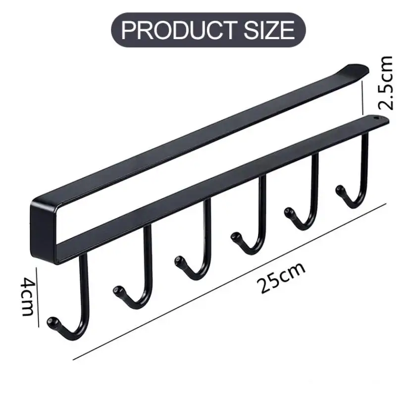 

Home Seamless Kitchen Storage Rack Nail-free Hanging Wrought Iron Wardrobe Hook Kitchen Organizer Shelf Organizer
