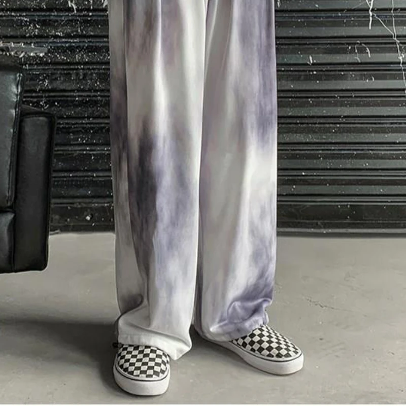 

Casual Pants Women Loose Drawstring Unisex Tie-dye Couple Harajuku Fashion Ulzzang Trousers Ins Ladies Spring Simple Straight