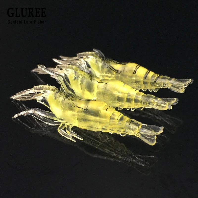 GLUREE 1 шт. имитация креветки приманки рыболовные 1g 4 см ПВХ мягкая креветка рыбный