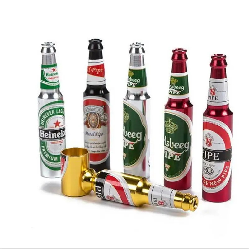 Алюминиевая Новинка маленькая карманная пивная бутылка Тип табачная Труба Мини