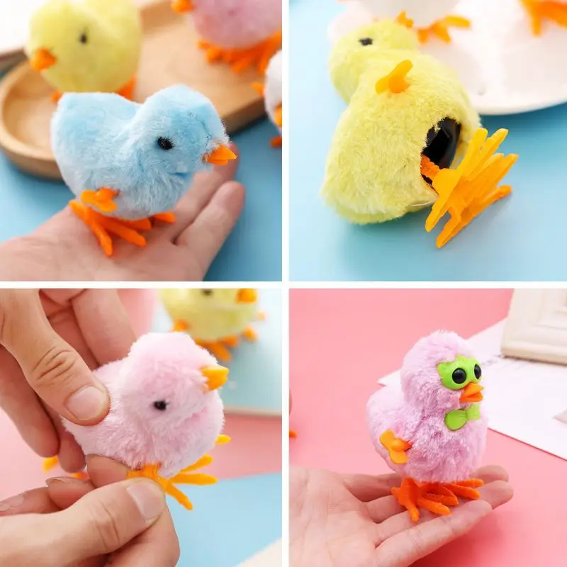 

1PCS Cute Plush Wind Up Chicken Kids Educational Toy Clockwork Jumping Walking Chicks Bunny For Children Baby Gifts Random Color