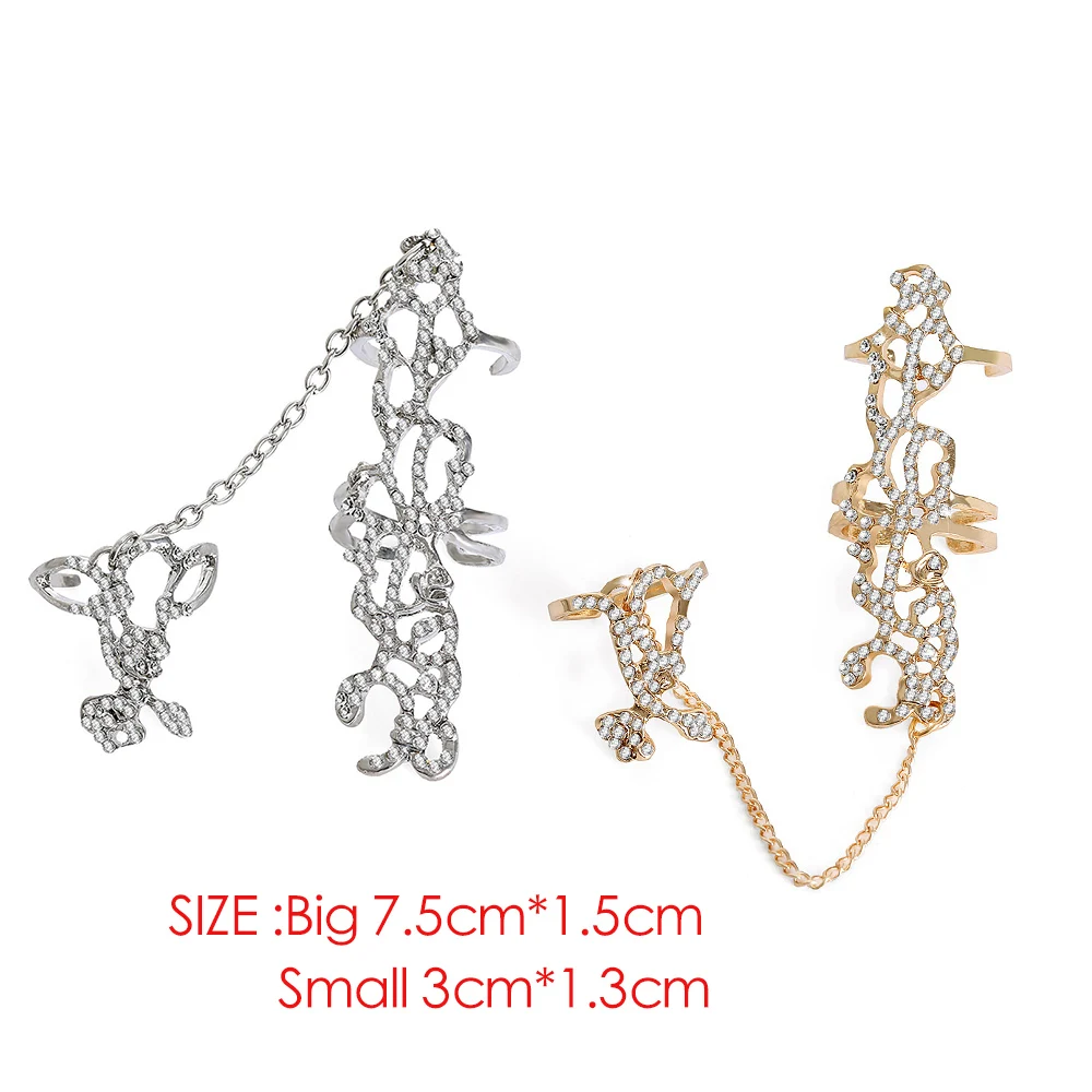 Стразы цветок бабочка полные кольца для женщин Золотая цепочка звено двойное