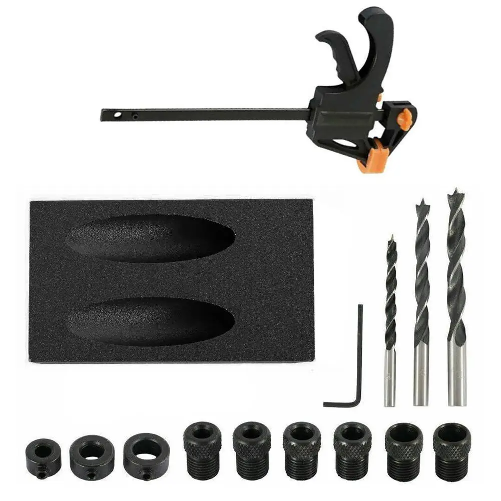 

15pcs/Set DIY Pocket Hole Jig Kit Woodworking Screw Oblique Hole Puncher Angle Drilling Holes Guide Dowel Jig Carpentry Tools