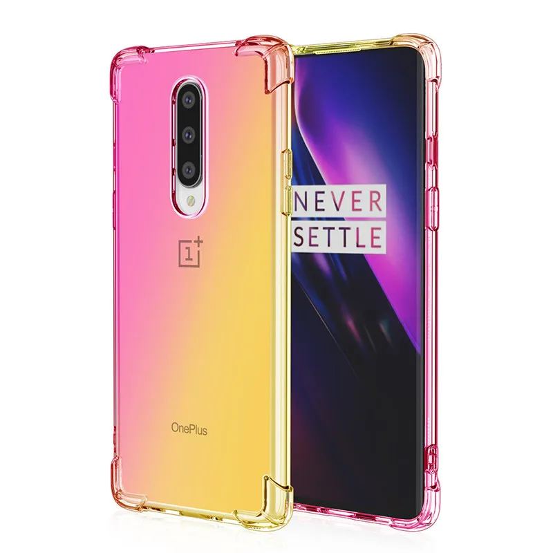 

Colorful Transparent Gradient Soft TPU Cover For Oneplus 7t Pro Case For Oneplus 7 Pro Oneplus 8 Pro Shockproof Phone Cover 1+8