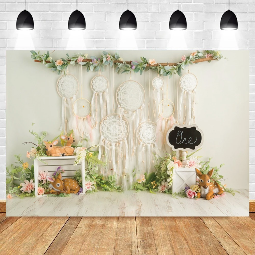 Виниловый фон для фотосъемки новорожденных с изображением Ловца снов Сики оленя