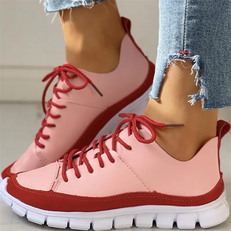 

COOTELILI Women Shoes Woman Flats 2020 New Fashion Shoe Platform Non-slip Basic Lace Up Casual Sneakers Loafers Women 35-43
