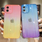 Блестящий градиентный цветной чехол для iPhone 11 12 Pro Max XR XS Max X 7 8 Plus SE 2020 iphone11 противоударный чехол-бампер для телефона