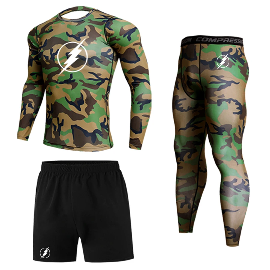 Winter thermal underwear suit men's compression sportswear running training warm bottom leggings jogging men's fitness suit