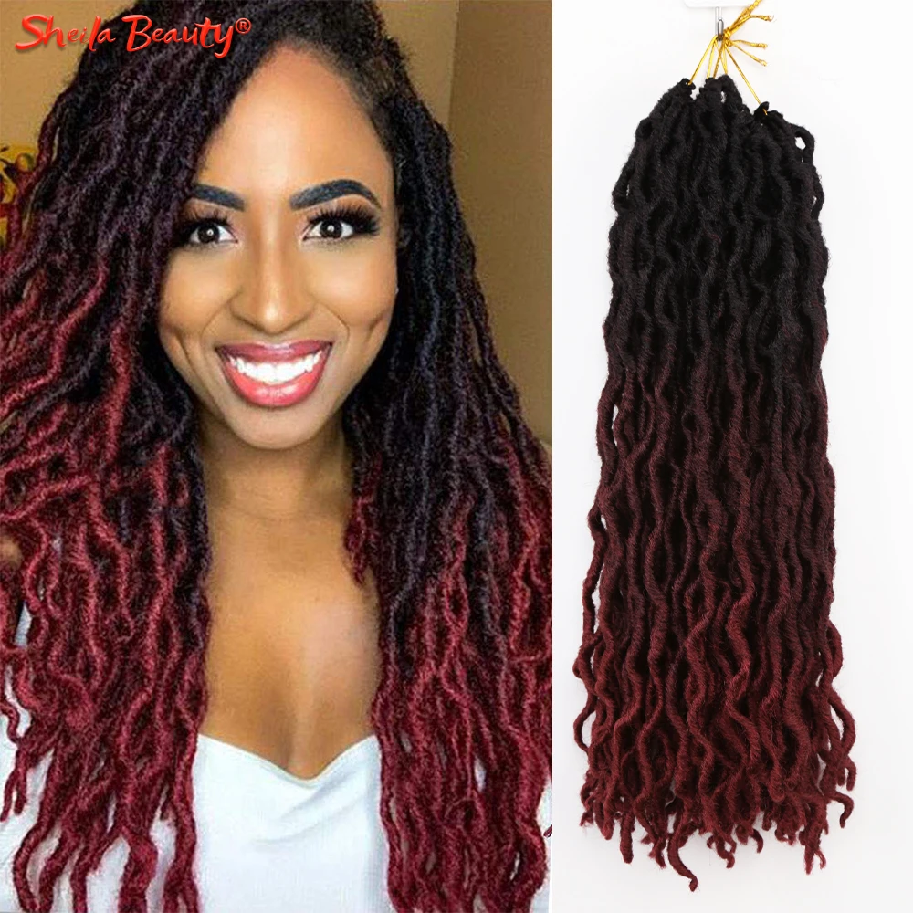 18 inch Ombre curly faux locs crochet hair synthetic soft dreads dreadlocks hair pre stretched curly braiding hair extensions