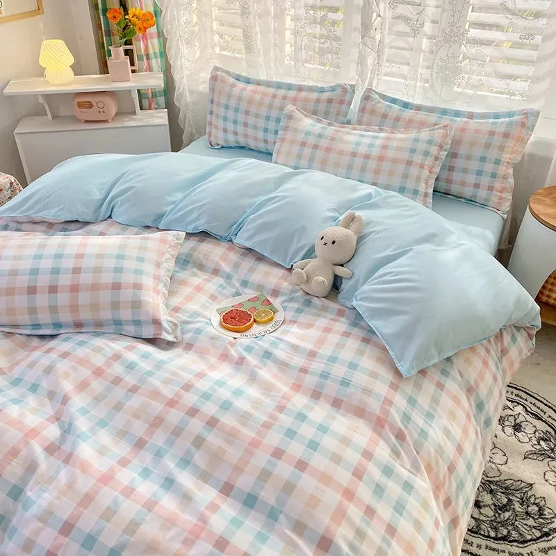 

Lattice Bedding Sets Children Bed Linens Sheet Printed Duvet Cover 240x220 Single Double Queen King Quilt Covers Sets Bedclothes