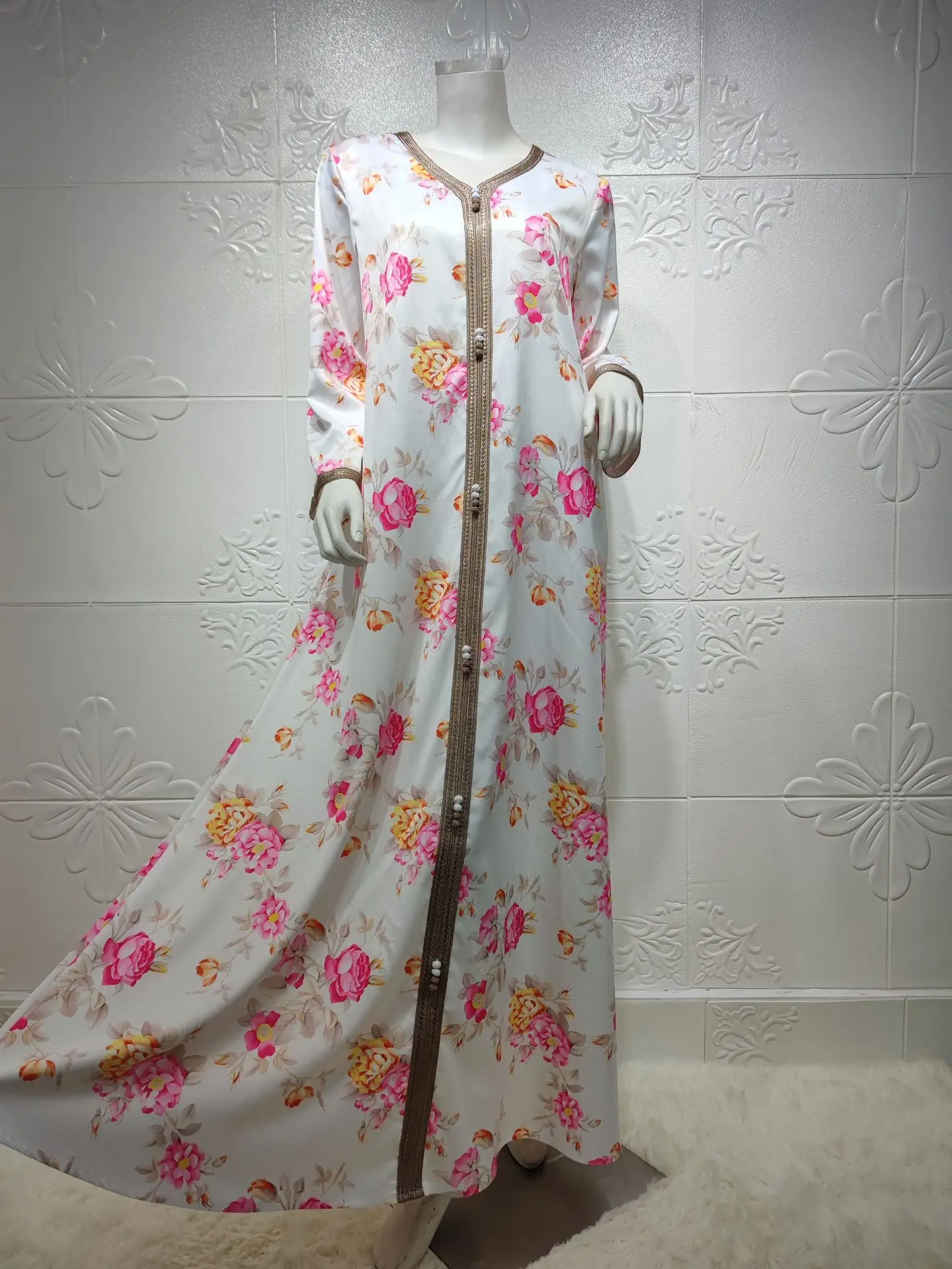 

Ramadan Muslim Jalabiya Dress Kaftan Moroccan Indian Maxi Dresses for Women Summer Eid Mubarak Dubai Abaya Kimono islam clothing