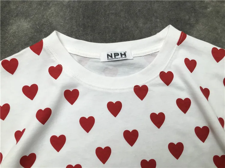 

New Novelty 2021 Men Full Red Heart T Shirts T-Shirt Hip Hop Skateboard Street Cotton T-Shirts Tee Top kenye S-XXL #K54