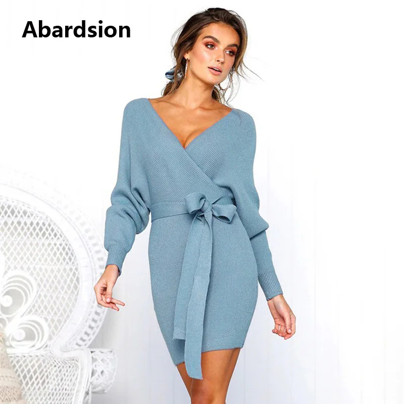 Abardsion женское платье-свитер осеннее платье Vestidos 2019 женские платья с длинным