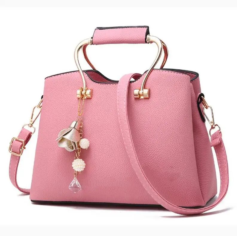 Pink Новинка, растянутая женская сумка с металлической ручкой, дамская сумочка, сумочка с орнаментом, сумка-мессенджер, горячая распродажа, сумка через плечо, модная сумка через плечо - Цвет: Pink